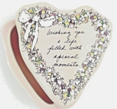 Flavia Keepsake Box Heart Shaped Ceramic Floral Friendship Special Wish 1988 - £14.46 GBP