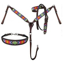 Showman Bright Beaded Southwest Cactus Design Headstall and - £117.49 GBP