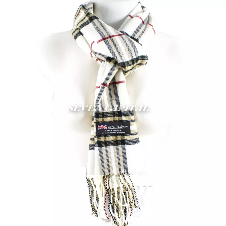 100% Cashmere Plaid Scarf - Warm Winter Scarves for Men &amp; Women (12) - $18.99