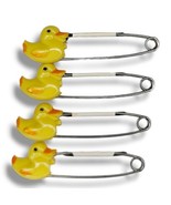 Vintage Yellow Duck Diaper Pins 4 Pack Duckie Cloth Safety Pins 2.5&quot; NEW - £9.41 GBP