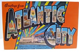 Greetings From Atlantic City New Jersey Large Letter Postcard Steel Pier... - £11.95 GBP