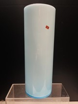 1960s Blue Cased Glass Vase 13.5” Cylinder Studio Vase Made in Italy or Murano - £57.37 GBP