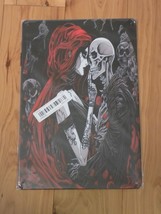Metal Tin Decorative Art Sign Wall Hanging Decor Gothic Romance Skeleton... - £15.64 GBP