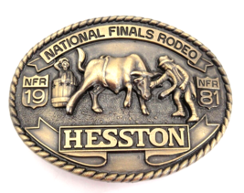Hesston National Finals Rodeo 1981 Belt Buckle Oval 7th Edition 8th Annual NEW - £7.41 GBP