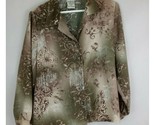 Allison Daley Petites Green &amp; Tan Long Sleeve Shirt With Floral Design S... - £13.17 GBP