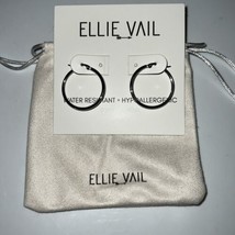 Ellie Vail Laurette Medium Hoop Earrings Silver Water Resistant Hypoallergenic - £20.96 GBP