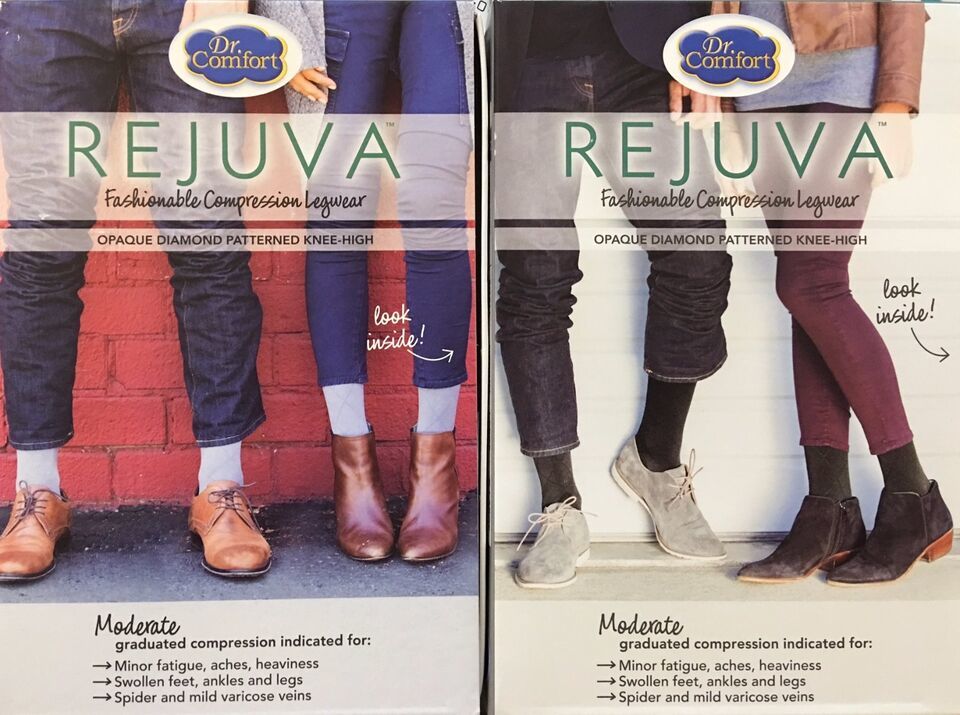 Dr. Comfort UNISEX Rejuva Opaque Diamond (15-20 or 20-30 mmHg ) BLACK &amp; ASH - $14.50+