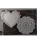 Metal Die Cut Emboss Stencils 2pc Heart Lace Doily Circle 4&#39;&#39; Crafting - $23.20