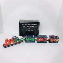 Vintage Mann Merry Christmas 4 Pc Light Up Ceramic Train Set (No Lights) 1982 - £19.69 GBP