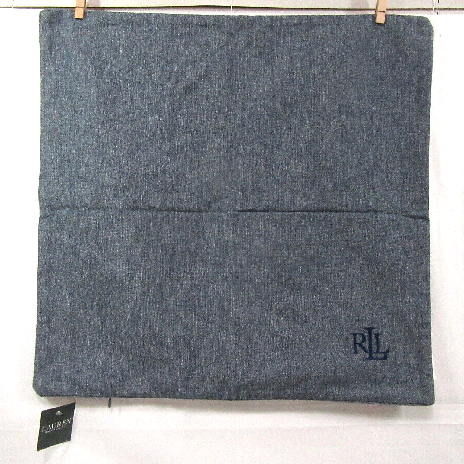 Ralph Lauren Embroidered LRL Logo Navy 22-inch Square Pillow Cover - $72.00