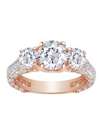 2.20 CT Moissanite Forever Brillant Mariage Fiançailles Bague 14k or Rose - £769.18 GBP