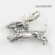 Dachshund Dog Charm 3-d Solid Sterling Silver - $52.39