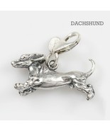 Dachshund Dog Charm 3-d Solid Sterling Silver - $72.40 CAD