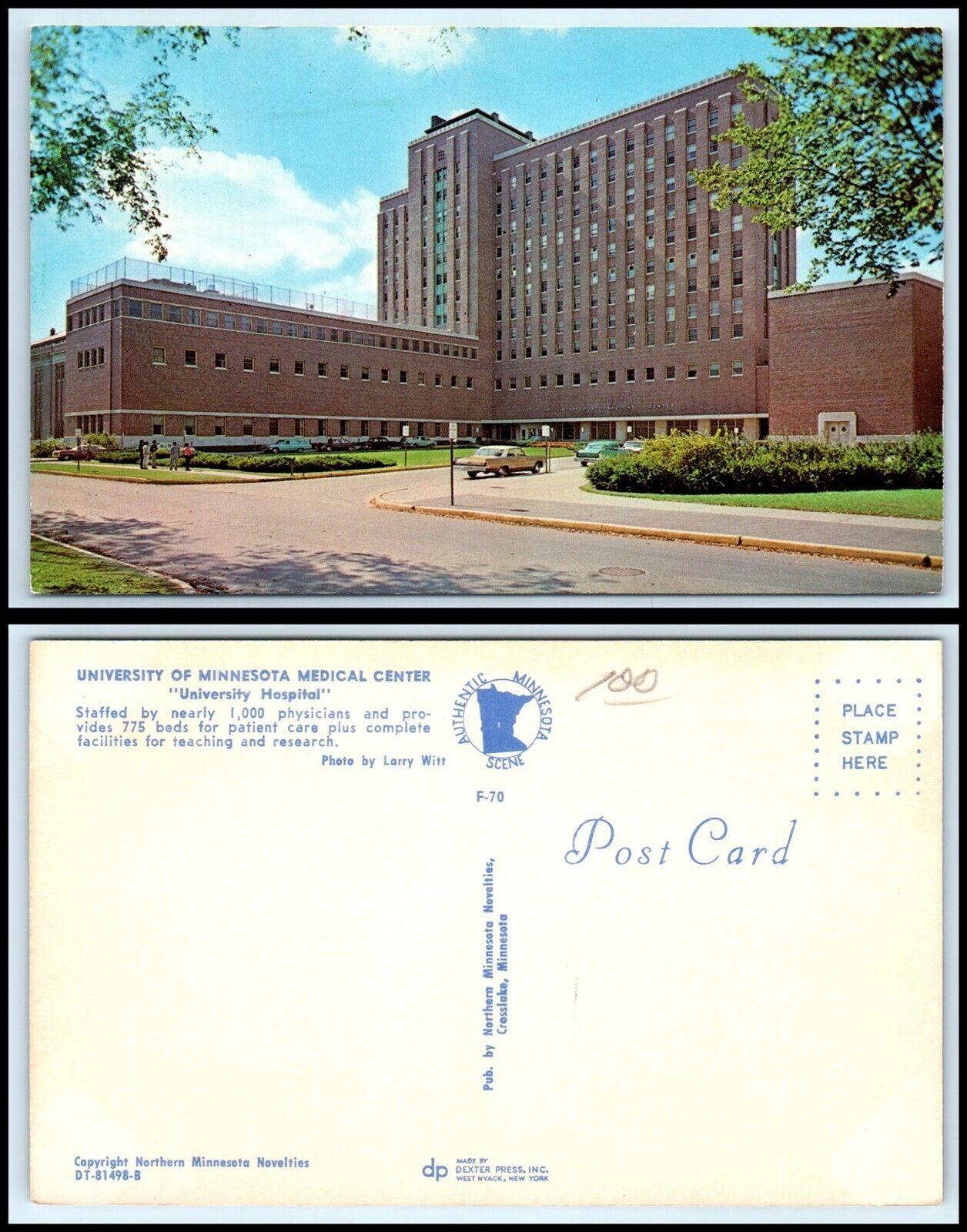 Primary image for MINNESOTA Postcard - University Of Minnesota Meical Center B35