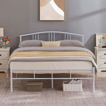 White Metal Queen Platform Bed Frame With Arched Headboard - $181.34