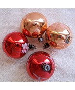 Vtg 4 Glass Christmas Ball Ornaments Mica Trimmed 2 inch Poland  Gold Red - £8.55 GBP