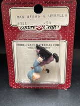 Fibre-Craft Mini Figure Man With Bag And Umbrella - $4.50