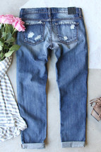 Sky Blue St. Patricks Clover Patchwork Sequin Distressed Jeans - $685.00 MXN