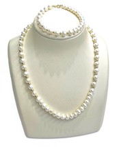 14k Yellow Gold &amp; Freshwater Pearl 16.5” Necklace &amp; 8” Bracelet Set - £395.68 GBP