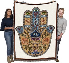 Arabic Middle Eastern Gift Tapestry Hand Of Hamsa Blanket - Woven From Cotton - - £61.39 GBP