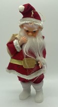 Vintage Christmas Velvet and Plastic Santa Figure 8 Inches W White Boots - $12.19