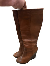 Women’s Size 7B Brown Leather Coach Knee High Boots Della Calf - £79.08 GBP