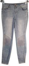 Candies Skinny Ankle Jeans With Ankle Zipper Light Wash Knee Detail Juniors Sz 7 - £11.73 GBP