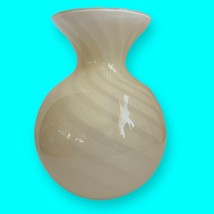 White Art Glass Blown Vase with Darker White Stripes - £29.89 GBP