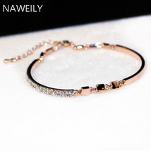 NAWEILY Brand Shiny Best Crystal Charm Bracelet Gold Silver Color Cuff Bracelets - £11.72 GBP