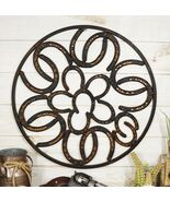 18&quot;D Rustic Western Lucky Horseshoes Collage in Floral Cutout Wall Sign ... - $784.66 MXN