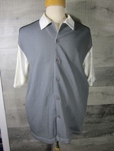 Rare Vintage 90s WD Technologies White Gray Shiny Button Shirt XL Polyester USA - £17.40 GBP