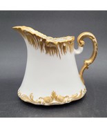 Antique 1908 T&amp;V Limoges France White &amp; Gold Trim Porcelain Creamer Pitcher - $54.14 CAD