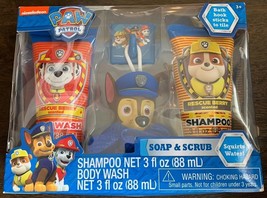 NEW Paw Patrol Marshall Zuma Soap Scrub Bath Set Hook Body Wash Shampoo Scrubby - $9.99