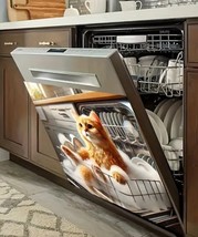 Cute Orange Cat In Bubble Bath Dishwasher Magnet 23"X25.59 image 3