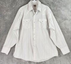 Ely Cattleman Shirt Mens Extra Large White Striped Western Vintage Pearl Snap - £19.46 GBP
