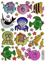 Fish ocean School Craft Sticker Decal Size 13x10cm/5x4inch Glitter Metal... - $3.49