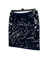 Club Monaco Size Small Blue Black White Wool Blend Knit Skirt Elastic Waist - $16.79