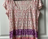 American Eagle Outfitters Womens XLG Pink Purple Aztec Scoop Neck T shirt - $17.48