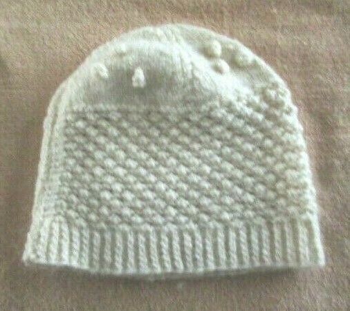 Adults/kids unisex beige knit toque hat 20&quot; circumference x 10&quot; high - $4.00