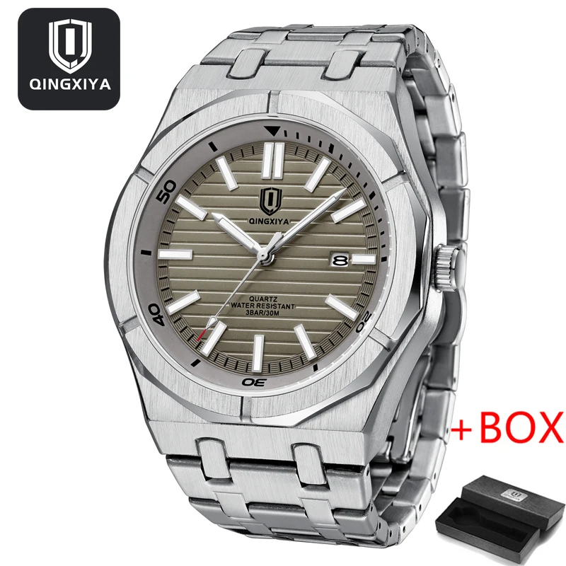QINGXIYA Brand New Fashion Grey Dial Luminous Quartz Watch for Men Luxur... - £28.92 GBP