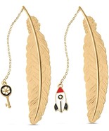 2 PackBookmarks, Handmade Metal Feather Gifts Book Markers for Kids, Men... - £6.94 GBP