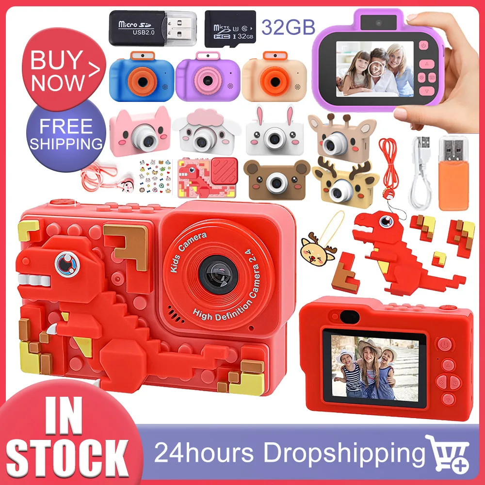 Digital Toy Camera Cute Dinosaur Puzzle Baby Camera Toy 4800W 2.4inchIPS Screen - £23.34 GBP+