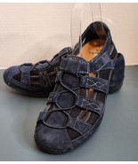 Earth Origins Shoes Size 7.5 Blue Suede Leather Cap Toe Elastic Lace Sli... - £15.76 GBP