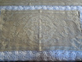 SET of 2 Vintage Tan/Gold LACE RUNNERS SCARVES - 15.5&quot; Wide x 30.5&quot; &amp; 55... - $12.00