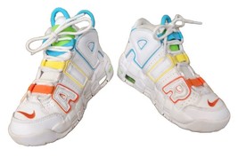 Nike Air More Uptempo BP White/Baltic Blue-Opti Yellow SZ 2Y FJ4625-100 EUC - £25.62 GBP