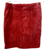 Dialogue Suede Leather Skirt Rose Pink Red 14 Vintage 90s Y2K Cowgirl Bo... - $79.69