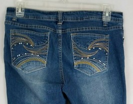 Blue Identity Jeweled Embroidered Whiskered Distressed Jean Shorts Size 12P - £12.95 GBP