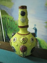 Antique Hungary Bottle Decanter Ceramic Yellow - $95.03