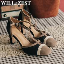 Will&amp;Zest Sheep Suede Womens Sandal Japan Style Footwear Cute T-Strap Sandals He - £122.92 GBP