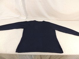 Eddie Bauer V-Neck Sweater Men&#39;s XL 93% Cotton 7% Nylon Dark Blue 50648 - $25.15